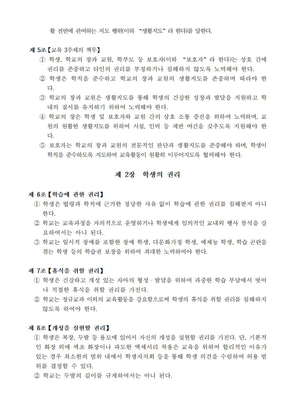 문촌초등학교 학생생활규정(제12차 개정)002